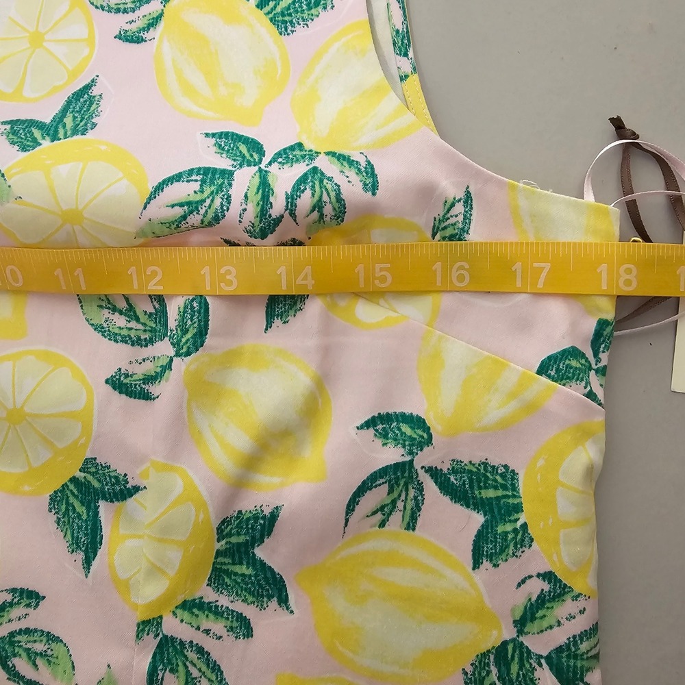 Cynthia Rowley Lemon Print Sleeveless Shift Dress 6 Pink Yellow Euro Summer NWT - Picture 5 of 8